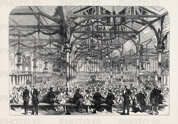 THE SCOTT CENTENARY BANQUET IN THE CORN EXCHANGE, GRASSMARKET, EDINBURGH, 1871