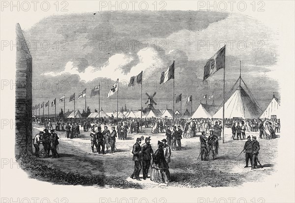 GENERAL VIEW OF THE GROUND AND TENTS, NATIONAL RIFLE ASSOCIATION MEETING AT WIMBLEDON, JULY 13, 1861