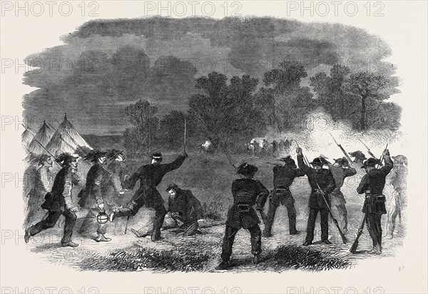 THE CIVIL WAR IN AMERICA: ATTACK ON THE PICKETS OF THE GARIBALDI GUARD ON THE EAST BRANCH OF THE POTOMAC