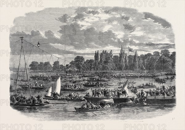 THE FEMALE LONDIN CROSSING THE THAMES FROM BATTERSEA TO CREMORNE ON A TIGHT ROPE