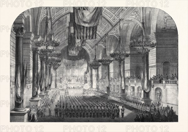 SWEARING-IN OF THE 1ST LANCASHIRE ENGINEER VOLUNTEERS IN ST. GEORGE'S HALL, LIVERPOOL