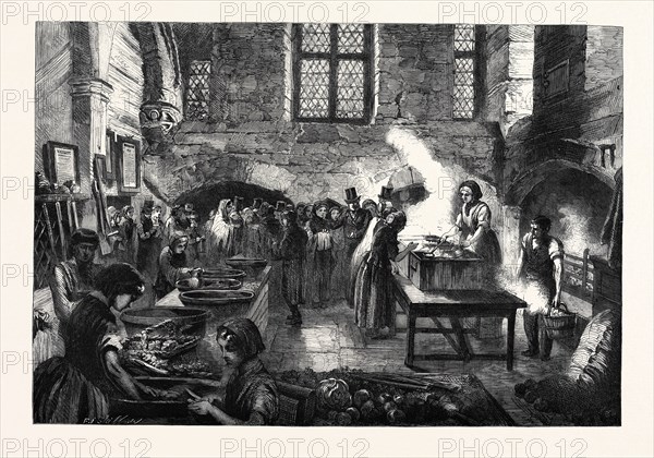 THE DISTRESS IN COVENTRY, DISTRIBUTION OF SOUP FOR DISTRESSED WEAVERS IN THE KITCHEN OF ST. MARY'S HALL