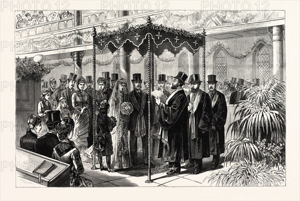 THE ROTHSCHILD-PERUGIA WEDDING IN LONDON, JANUARY 19TH, THE HEBREW CEREMONY BENEATH THE CANOPY, UK