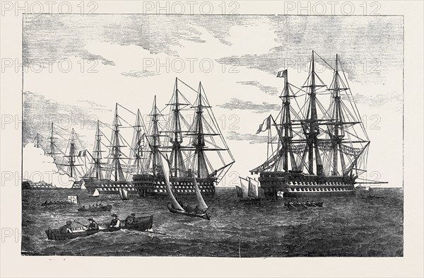 PART OF THE BALTIC FLEET OFF CRONSTADT, FROM A SKETCH BY J. W. CARMICHAEL