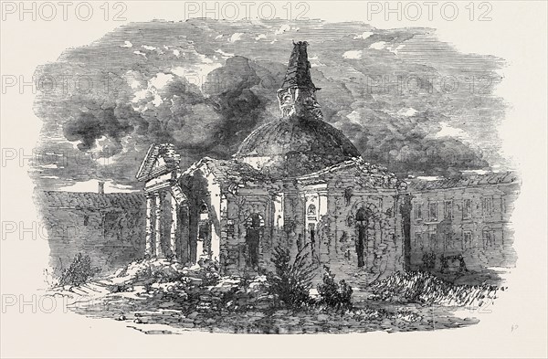 THE CHURCH OF PETER AND PAUL, IN SEBASTOPOL, SHOWING THE EFFECT OF THE SHOT AND SHELL