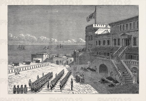 CAPE COAST CASTLE, THE USUAL WEEKLY PARADE OF H.M. 1ST WEST INDIA REGIMENT SINCE THE CAMPAIGN; AFTER THE ASHANTEE WAR