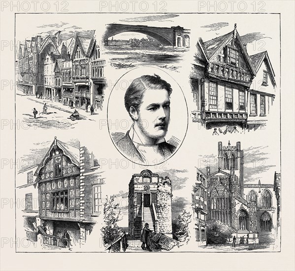 THE COMING OF AGE OF EARL GROSVENOR, VIEWS IN CHESTER: EASTGATE STREET, GROSVENOR BRIDGE, BISHOP LLOYD'S HOUSE, GOD'S PROVIDENCE HOUSE, VICTOR ALEXANDER, EARL GROSVENOR, CHESTER CATHEDRAL, KING CHARLES' OR PHOENIX TOWER