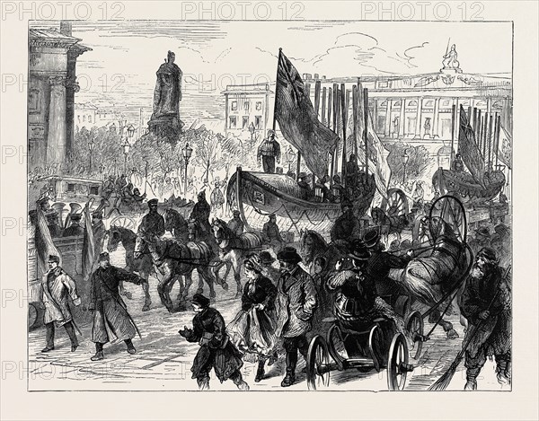 ARRIVAL OF THE LIFEBOATS "MARIA" AND "ALFRED" AT ST. PETERSBURG, A WEDDING PRESENT TO THE DUKE AND DUCHESS OF EDINBURGH FROM THE BRITISH RESIDENTS, NOVEMBER 14, 1874