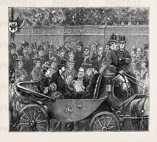 THE DUKE AND DUCHESS OF EDINBURGH AT ASHFORD: READING THE ADDRESS, DECEMBER 5, 1874