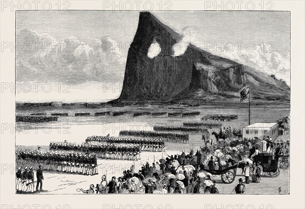 THE CRISIS IN EGYPT: GIBRALTAR: REVIEW OF TWO THOUSAND RESERVE MEN (COAST GUARD) BY THE DUKES OF EDINBURGH AND CONNAUGHT