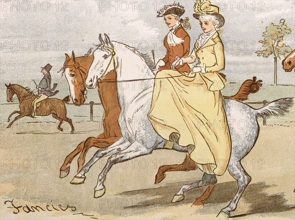 TWO LADIES OUT HORSERIDING