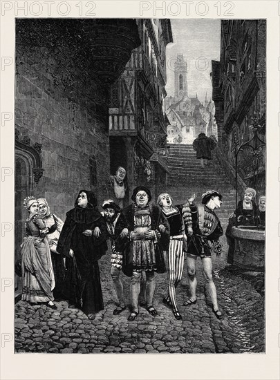 "ILS ALLAIENT DODELINANT DE LA TESTE" ("THEY WENT ALONG WAGGING THEIR HEADS"), RABELAIS, FROM THE PICTURE BY ADRIEN MOREAU