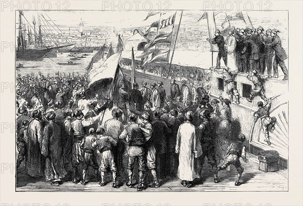 THE WAR IN THE EAST, WITH THE TURKS: SKETCHES AT CONSTANTINOPLE: RETURN OF THE SOFTA DEPUTATION FROM BUDAPEST, THE LANDING AT SIRKEDJI-ISKELESSI: RECEPTION BY THE POLISH AND HUNGARIAN DELEGATES