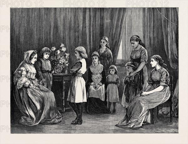 BUNYAN'S "PILGRIM'S PROGRESS" AT GROSVENOR HOUSE, SCENE FROM A REPRESENTATION OF PASSAGES FROM THE SECOND PART GIVEN BY THE FAMILY OF MR. AND MRS. GEORGE MACDONALD IN AID OF THE FUNDS OF THE NATIONAL ORPHAN HOME, HAM COMMON, SURREY