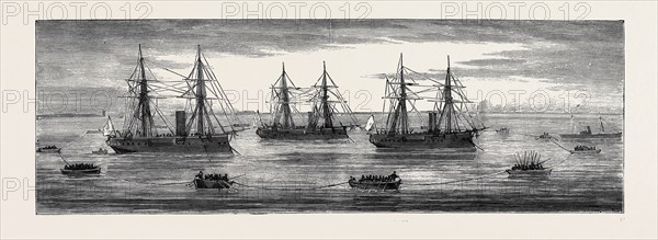 THE WAR IN THE EAST: WITH HOBART PASHA, DIAGRAM OF HOBART PASHA'S MEANS OF DEFENCE AGAINST TORPEDO BOATS: THE SITUATION OF THE FLEET WHEN ATTACKED