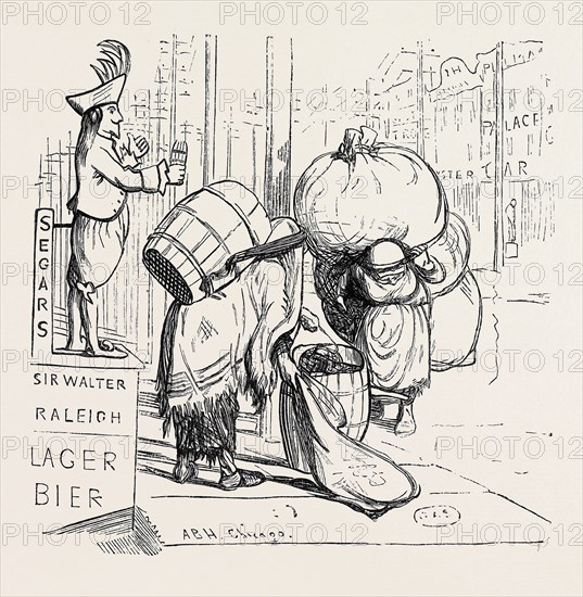 NEW YORK: RAG COLLECTORS, 1870; The rag gatherers must begin their labours in the very small hours of the morning. Where there are so many to be supported out of the gutters and dust barrels and refuse boxes, there is a sharp rivalry.