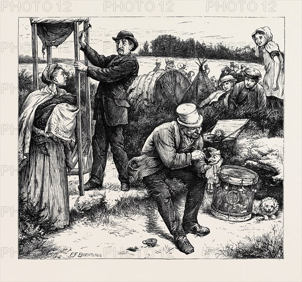 ON THE ROAD TO THE DERBY, THE PUNCH AND JUDY MAN, 1870