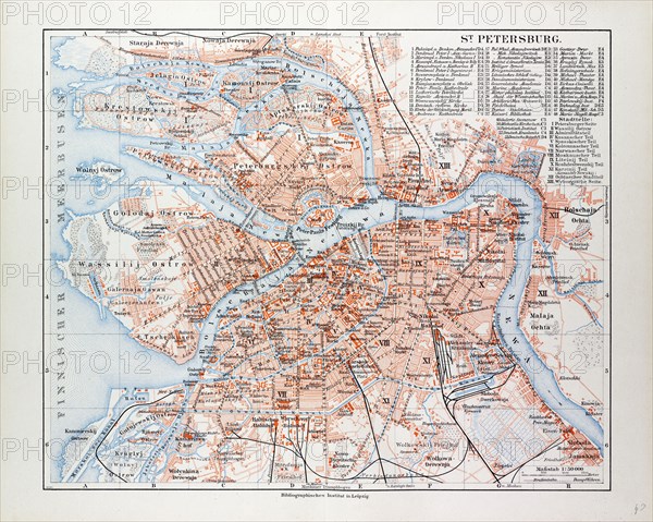 MAP OF ST. PETERSBURG, RUSSIA, 1899