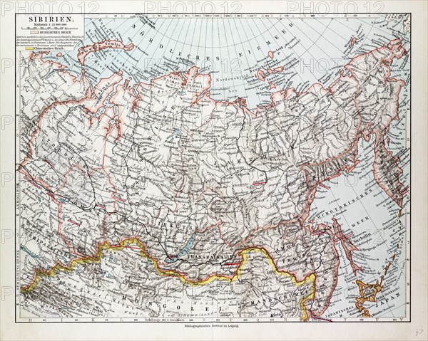 MAP OF SIBERIA, RUSSIA, 1899