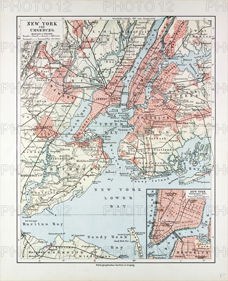 MAP OF NEW YORK, UNITED STATES OF AMERICA, 1899