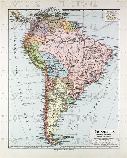 MAP OF SOUTH AMERICA, 1899