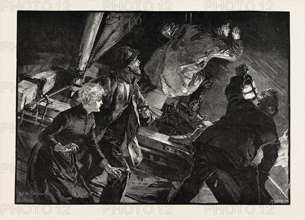SEARCHING FOR SOMEONE AT SEA. DRAWN BY W. H. OVEREND.