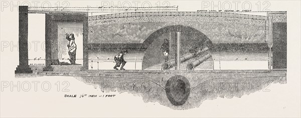 NEW SUBWAY, KING STREET, COVENT GARDEN, LONDON: CROSS SECTION, SHOWING THE SUBWAY AND THE SEWER BENEATH, UK