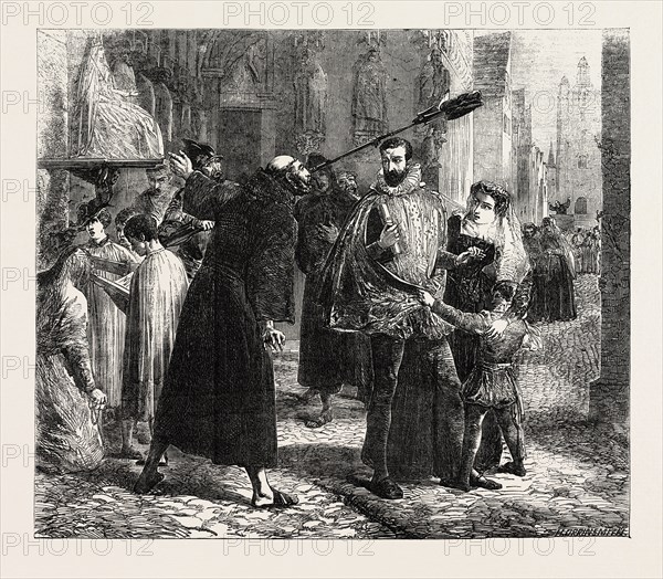 TIME OF THE PERSECUTION OF THE CHRISTIAN REFORMERS IN PARIS, IN 1569. PAINTED BY J. C. HOOK, A.R.A., FROM THE EXHIBITION OF THE ROYAL ACADEMY