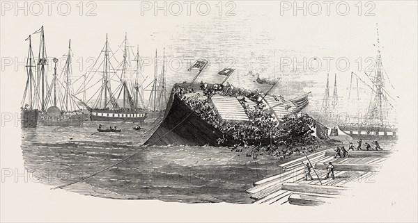 CATASTROPHE AT A SHIP-LAUNCH, AT HULL, 1854