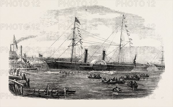 LAUNCH OF THE AUSTRALIAN STEAMSHIP PACIFIC, AT MILLWALL, 1854