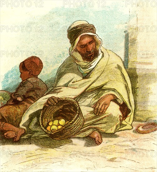 Kabyle selling lemons, Algiers, 1885