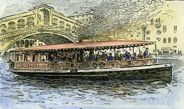 Venice, canal steamboat, Italy, 1892