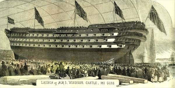 Launch of HMS. Windsor Castle, 140 guns, 1852