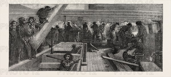 FITTING OUT THE CAESAR, BETWEEN DECKS, AT PORTSMOUTH, UK, 1854