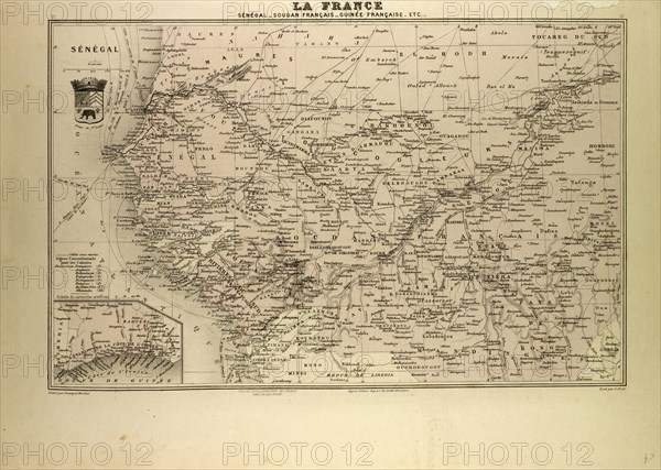 MAP OF SENEGAL, SUDAN AND GUINEA, 1896