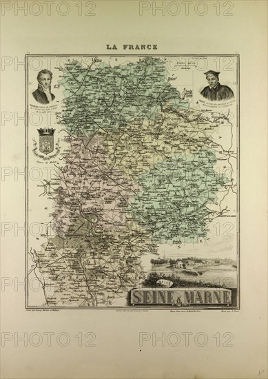 MAP OF SEINE AND MARNE, 1896, FRANCE