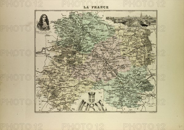 MAP OF MARNE, 1896, FRANCE