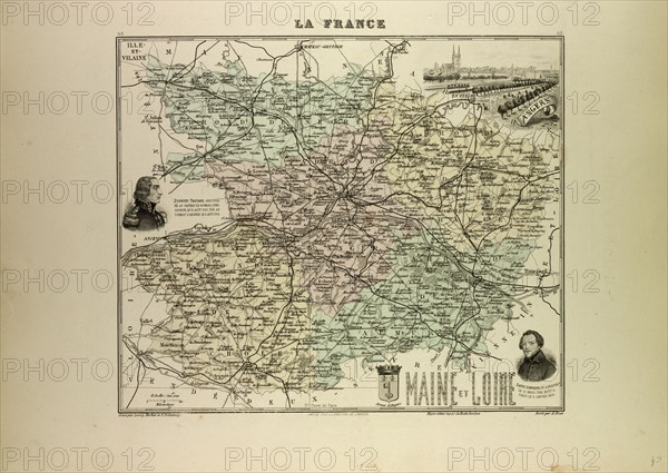 MAP OF MAINE AND LOIRE, 1896, FRANCE