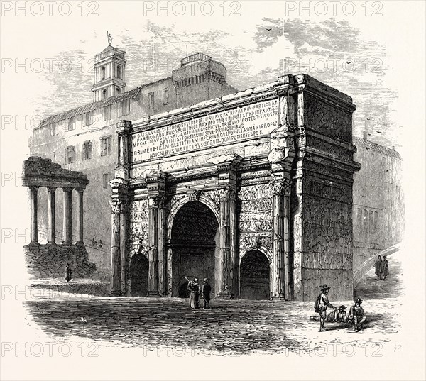 ARCH OF SEPTIMIUS SEVERUS IN THE ROMAN FORUM. Rome, Italy