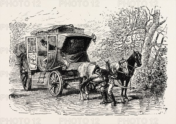 TRAVELLING COACH, SEVENTEENTH CENTURY.