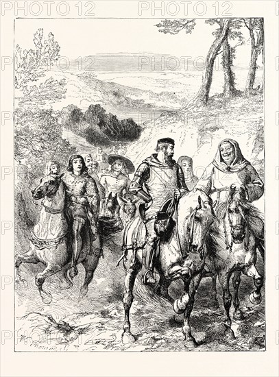 CHAUCER'S PILGRIMS TRAVELLING TO CANTERBURY.
