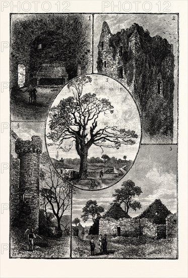 EDINBURGH: CRAIGMILLAR CASTLE; 1. The Hall; 2. The Keep; 3. Queen Mary's Tree; 4. South-west Tower; 5. The Chapel