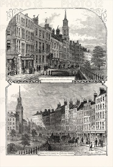 ST. PAUL'S CHURCHYARD IN 1820: FROM CHAPTER COURT TO CHEAPSIDE, FROM PAUL'S CHAIN TO WATLING STREET