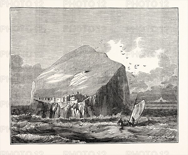 View of the Bass Rock, which lies at the mouth of the Frith of Forth, at the distance of about a mile and a half from the coast of East Lothian.