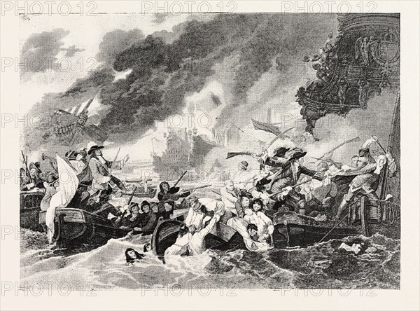 DESTRUCTION OF THE FRENCH SHIPS IN THE BAY OF LA HOGUE, AFTER THE BATTLE OF BARFLEUR, MAY 23rd, 1692