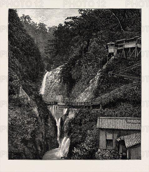 SCENES IN THE TOWNS AND DISTRICTS RECENTLY DEVASTATED BY THE EARTHQUAKE IN JAPAN: THE WATERFALL OF NUNOBIKI NOTAKI, KOBE