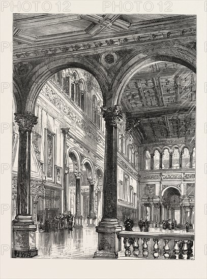 LORD SALISBURY'S VISIT TO BIRMINGHAM, HEWELL GRANGE, THE SEAT OF LORD WINDSOR, WHERE THE PRIME MINISTER IS STAYING: THE GREAT HALL