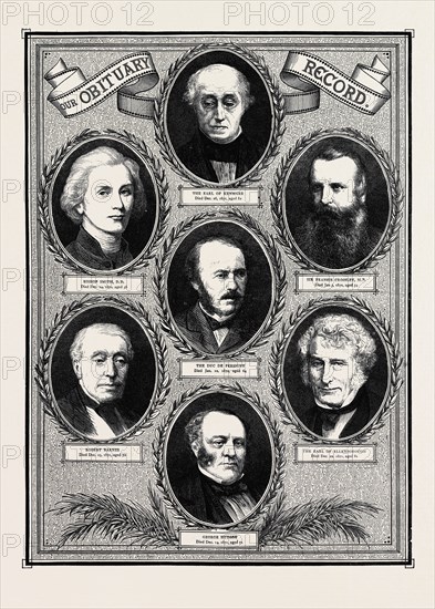 OBITUARY RECORD: THE EARL OF KENMARE, Died December 26, 1871, aged 82; THE DUC DE PERSIGNY, Died January 12, 1872, aged 64; GEORGE HUDSON, Died December 14, 1871, aged 71; BISHOP SMITH, D.D., Died December 14, 1871, aged 56; ROBERT BARNES, Died December 25, 1871, aged 70; SIR FRANCIS CROSSLEY, M.P., Died January 5, 1872, aged 54; THE EARL OF ELLENBOROUGH, Died December 22, 1871, aged 81