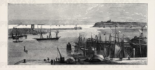 THE MARRIAGE OF THE MARQUIS OF BUTE, SKETCHES AT CARDIFF: THE MUD CUT, APPROACH TO THE BUTE DOCKS