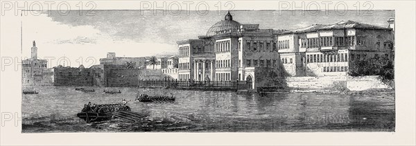 THE CRISIS IN EGYPT: THE RAS-EL-TIN PALACE AT ALEXANDRIA, WHERE THE KHEDIVE AND DERVISH PASHA ARE NOW RESIDING